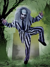 MENS MAD MAN HALLOWEEN CRAZY GHOST FANCY DRESS COSTUME ADULT HALLOWEEN S-XXL