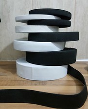 BLACK & WHITE STRETCH ELASTIC FLAT ELASTIC WAIST BAND CUFFS WOVEN FAST DISPATCH