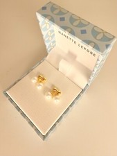 Nanette Lepore Butterfly White Pearl Circle Earrings in Gold