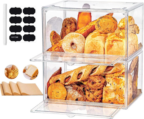 Large clear bread bin double - clear,