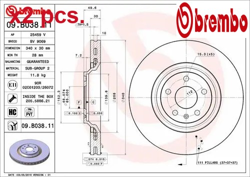 Pcs front brake - x2,