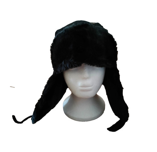 Warm winter trapper hat black - hat,