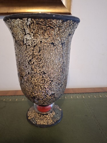 Mosaic crackle glass hurricane - crackle,