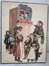 Vintage Ronald Embleton Victoriana Picture, Titled 'The Punch & Judy Man'