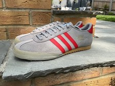 ADIDAS BAMBA TRAINERS. GREY SUEDE/RED. UK SIZE 11. (2013)