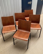 Vintage Mid Century Bentwood Stacking Chairs Drabert Germany 1970s Set of  5