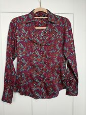 Ladies TM Lewin Colourful Shirt Autumn Floral Print V-neck Long Sleeve UK8 VGC