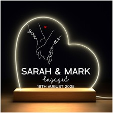 Engagement Gifts Personalised LED Light Sign Lamp Engagement Date Engaged Gift