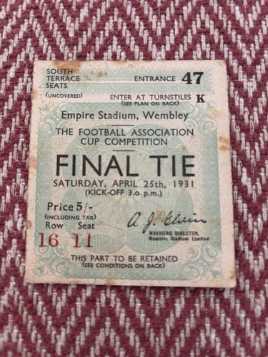 Cup final 1931 ticket - fa,