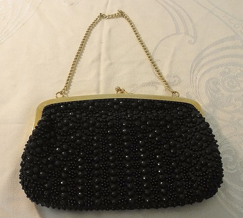 60s lucite beaded black - lucite,