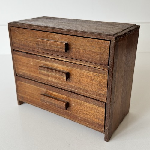 Vintage miniature wooden chest - miniature,