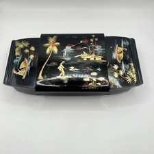 Japanese Black Lacquer Painted