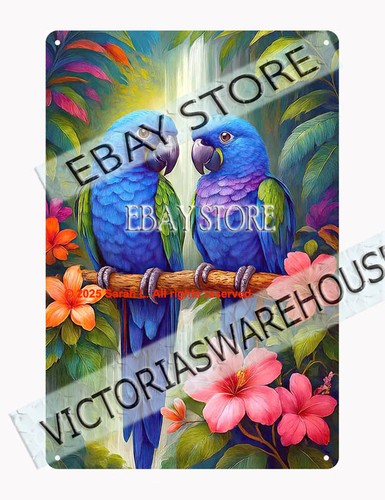 Blue parrot tin sign exotic - sign,