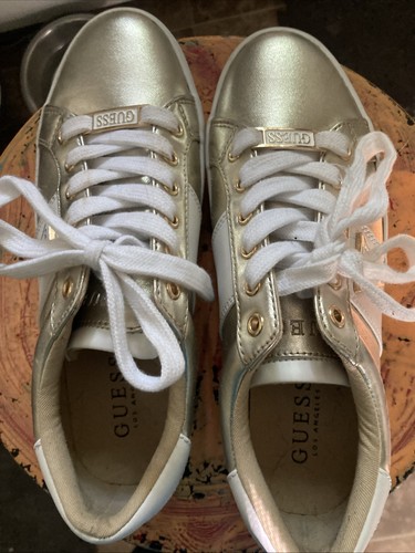 Guess gold tennis shoes size - gold,