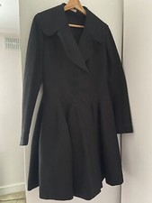 AZZEDINE ALAIA BLACK COTTON AND POLYURATANE(STRETCH) COAT -  FULL SKIRT SIZE 42