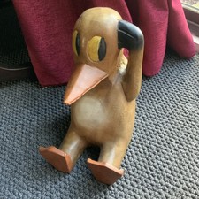 Quirky Hand-Carved Wooden Duck