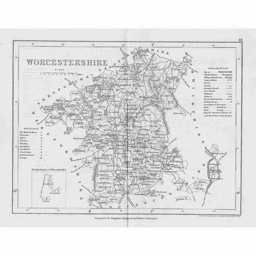 Worcestershire antique map - antique,