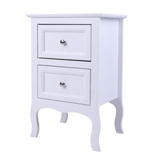 White wooden bedside table - white,