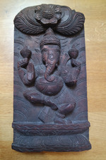 Carved Wood Ganesha Figure Wall Plaque