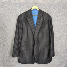 Cad & The Dandy Jacket Mens 50R Grey Pinstripe Wool Blazer Savile Row Bespoke