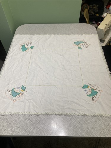 Vtg 40s 50s - hand, embroidered