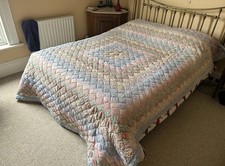 Very Pretty Large King Size Handmade Floral Patchwork Bedspread. By Nimbus.