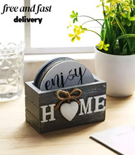1set/6pcs Random Style Vintage design Wooden Coasters Including-Holder