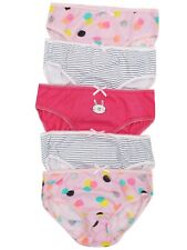 Mothercare girls pack of 5 pink pure cotton spots & stripes knickers 2-3 years