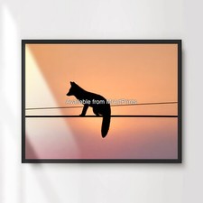 Fox Silhouette Sunset Sky Art Print Poster Picture Fun Bizarre Whimsical Dreamy