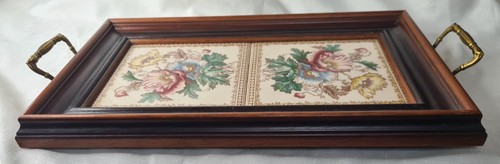 Floral rose tile tray - tile, in