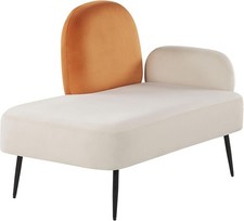 Velvet Chaise Lounge Orange & White | Minimalist Design, No Assembly, Modern