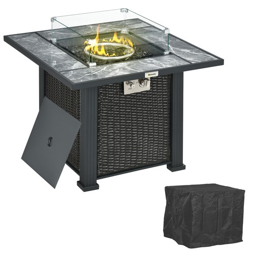 Outsunny rattan fire pit table - rattan,