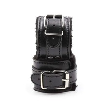 Black leather bondage cuffs - black,