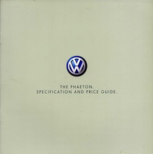 Volkswagen Phaeton Specifications 2003-2004 UK Market Brochure 3.2 V6 & 6.0 W12