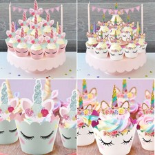12 X Unicorn Cake Wrapper + Topper Set children birthday party celebration
