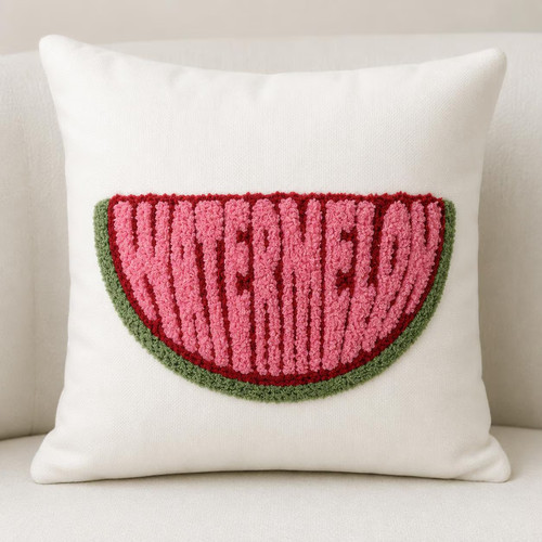 Embroidered watermelon pillow - embroidered,