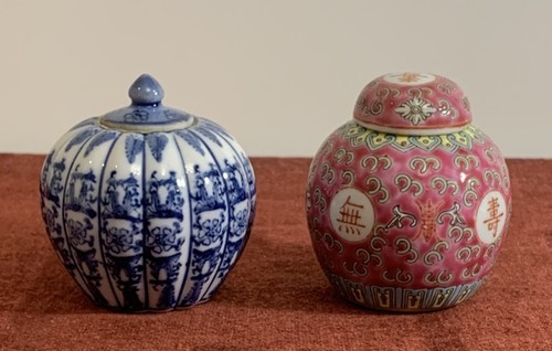Small oriental ginger jars - ginger,