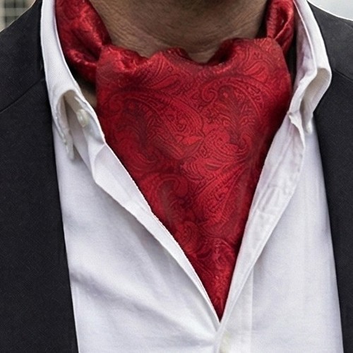 Men red paisley - paisley, ascot