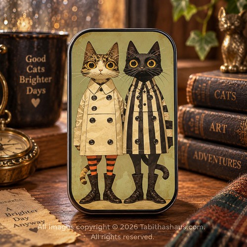 Vintage cat match tin sliding - vintage,