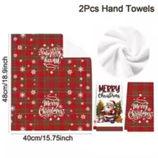 2pcs Christmas Kitchen Towels Buffalo Plaid Xmas Dish Towels Home Decor
