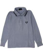 FRED PERRY Boys Long Sleeve Polo Shirt 3-4 Years Blue Cotton CP12