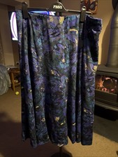 M&S Classic Sz 18 Long Maxi Skirt With Velor Embossed Pattern Blue Mix BNWOT