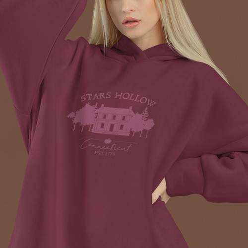 Stars hollow maroon hoodie - hollow,