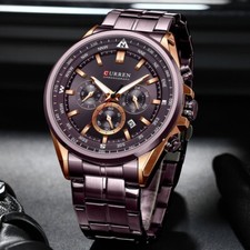 CURREN Mens Real Sporty Stainless Steel Cool Quartz Waterproof  Wrist Watch