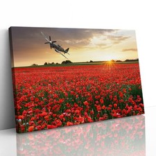 Spitfire at Sunset Poppy Field Canvas Framed Print Picture Wall Art