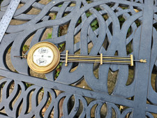 Antique German Vienna wall clock brass porcelain enamel pendulum faux comp RA