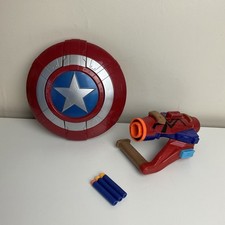 Nerf Gun Marvel Bundle - Captain America Shield and Spider-Man Blaster With Ammo