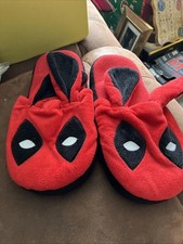 Marvel Deadpool Plush Slippers Mens Womens Unisex Indoor Red Slip On Comfy S25