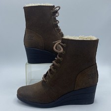 UGG Wedge Brown Suede Lace Up