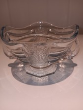 ART DECO GERMAN BROCKWITZ DISH WITH ELEPHANT HEADS. BLUE GLASS